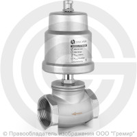 Клапан запорно-регулирующий нержавеющий НЗ Ду-15 (1/2") Ру-16 ВР (ВН) Kvs=3,8 м3/ч с нержавеющим пневмоприводом 50мм PV Helver