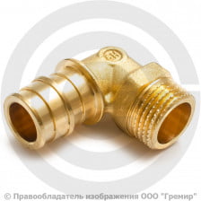 Угольник латунный для PE-X труб Дн 32-1" НР (НАР) РОС