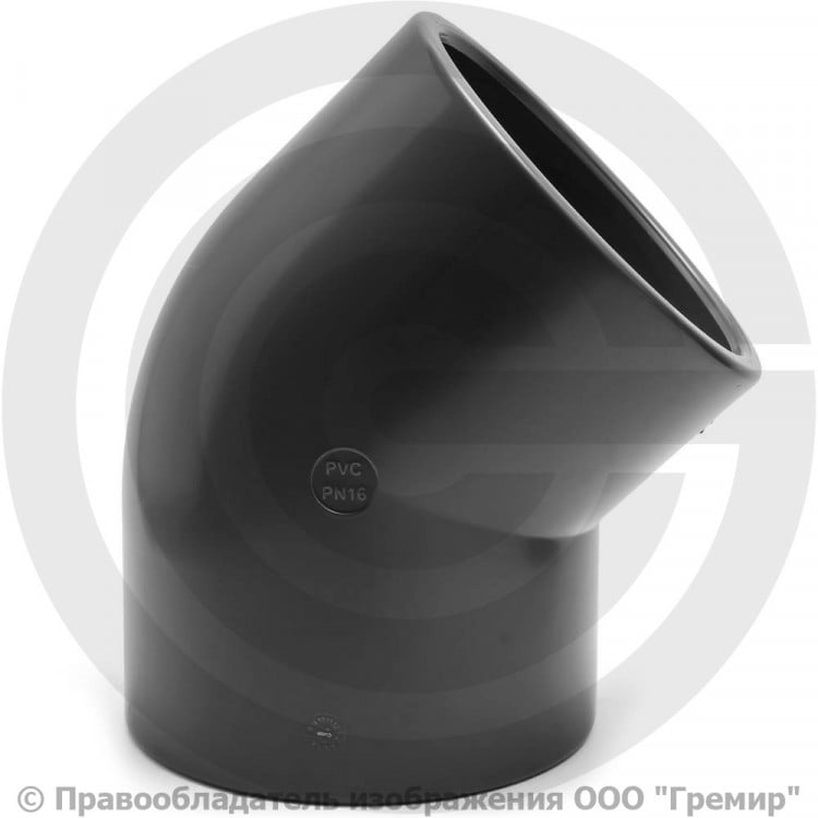 Отвод ПВХ клеевой Дн 20 45гр Ру-16 серый напорный Aquaviva | Гремир