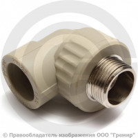 Угольник PP-R комбинированный серый НР (НАР) Дн 32-3/4" 90гр Pro Aqua