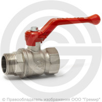 Кран латунный Ду-40 (1 1/2") Ру-25 ВР-НР (ВН-НАР) никель рычаг VALFEX 11Б27фт1М