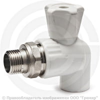 Кран PP-R Дн 20-1/2" НР (НАР) угловой для радиатора белый RTP (РосТурПласт) 10585