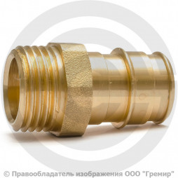 Муфта латунная для PE-X труб Дн 32-1" НР (НАР) РОС