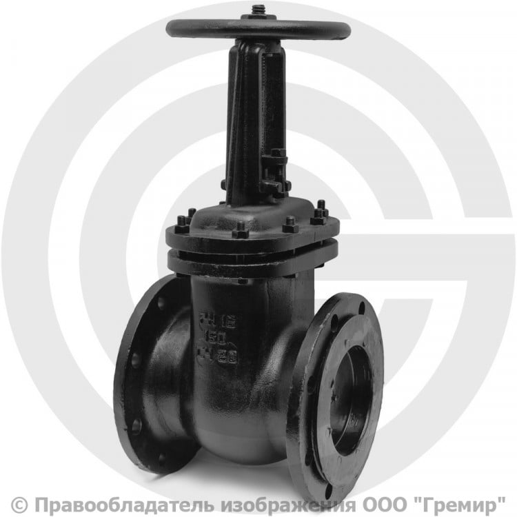 Задвижка чугунная фланцевая 30ч6бр Ду 150 Ру 10 с выдвижным шпинделем ...