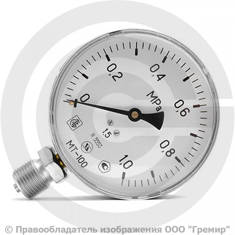 Манометр радиальный диаметр 100мм 0-10 кгс/см2 (0-1,0 МПа) М20х1,5 МТ ...