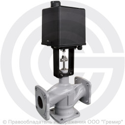 Клапан регулирующий трехходовой смесительный чугунный фланцевый Ду-40 Ру-16 Kvy=80 м3/ч с электроприводом Regada ST 0.1 220В без датчика Энерготехномаш