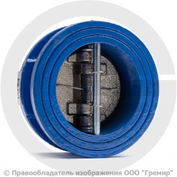 Клапан обратный двухстворчатый чугунный межфланцевый Ду-50 Ру-16 (Т<130°С) ств чугун Китай