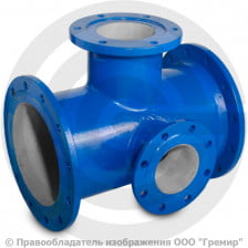 Тройник с пожарной подставкой фланцевый ППТФ Ду 500-100 (L=600-375) ВЧШГ с ЦПП цинк+AL ГОСТ ISO 2531-2012