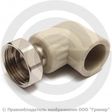 Угольник PP-R серый с накидной гайкой Дн 25-3/4" Pro Aqua