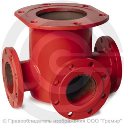 Тройник с пожарной подставкой фланцевый ППТФ стальной Ду 150-150 Ру-16 КЗСД