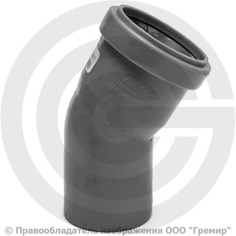 Отвод PP-H серая Дн 32 30гр б/нап в/к Ostendorf HT HTB | Гремир