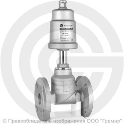 Клапан запорно-регулирующий нержавеющий фланцевый Ду-50 Ру-16 Kvs=42 м3/ч с нержавеющим пневмоприводом 100мм PV-F Helver