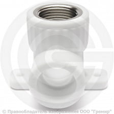 Угольник PP-R комбинированный белый НР (НАР) Дн 20-1/2" с креплением RTP (РосТурПласт)