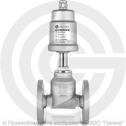 Клапан запорно-регулирующий нержавеющий фланцевый Ду-100 Ру-16 Kvs=165,8м3/ч с нержавеющим пневмоприводом 140мм PV-F Helver