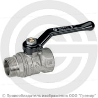 Кран латунный Ду-32 (1 1/4") Ру-20 ВР-НР (ВН-НАР) никель рычаг Bugatti серия 605