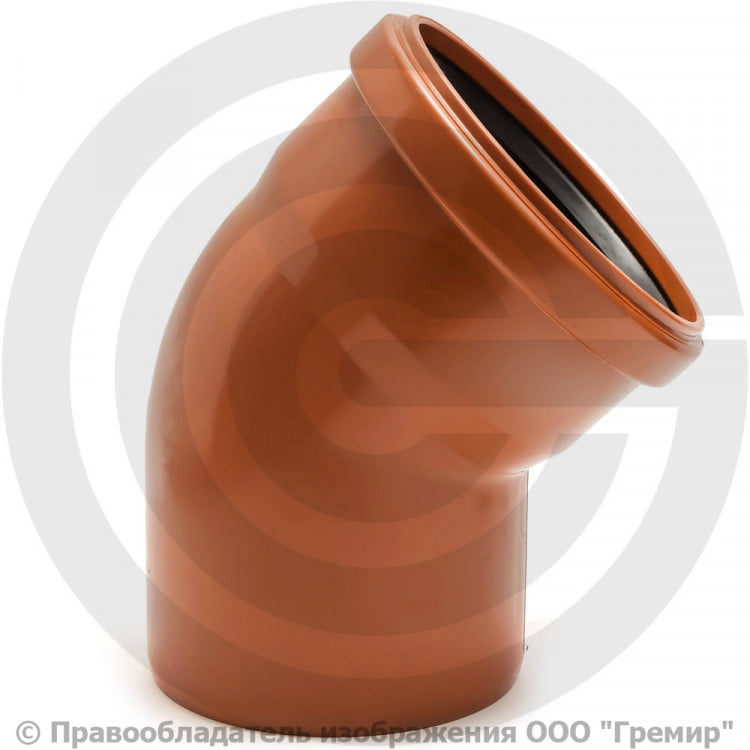 Отвод НПВХ с раструбом Дн 110 45гр коричневый безнапорный в/к Ostendorf ...