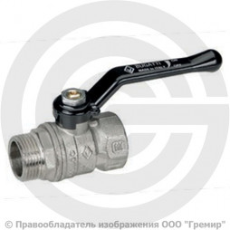 Кран латунный Ду-15 (1/2") Ру-40 ВР-НР (ВН-НАР) никель рычаг Bugatti серия 605
