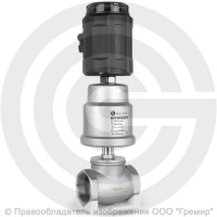 Клапан запорно-регулирующий нержавеющий Ду-50 (2") Ру-16 ВР (ВН) Kvs=42 м3/ч с нержавеющим пневмоприводом 100мм и позиционером PV Helver