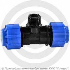 Тройник ПЭ компрессионный Дн 32-1"-32 Ру-16 НР (НАР) VALFEX