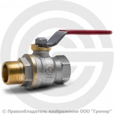 Кран латунный Ду-40 (1 1/2") Ру-35 ВР-НР (ВН-НАР) никель полнопроходной рычаг Giacomini R914L