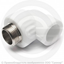 Угольник PP-R комбинированный белый НР (НАР) Дн 25-1/2" VALFEX