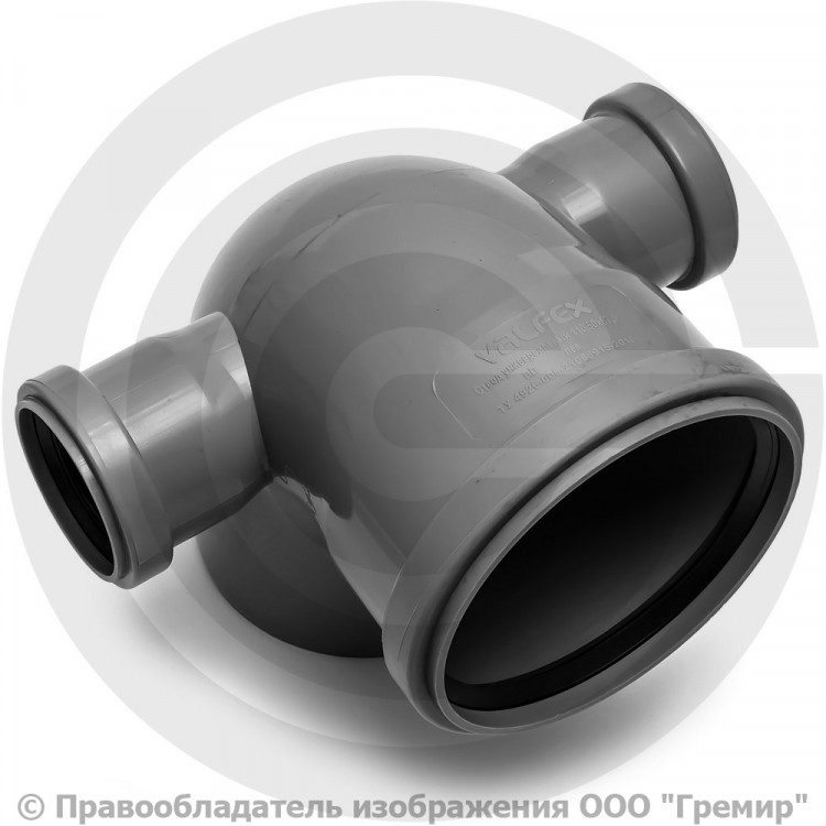 Отвод канализационный PP-H Дн 110-50-50 45гр с выходом левый и правый ...