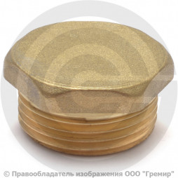 Заглушка латунная НР (НАР) Ду-15 (1/2") STOUT