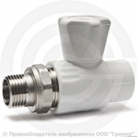 Кран PP-R Дн 25-1/2" НР (НАР) прямой для радиатора белый VALFEX